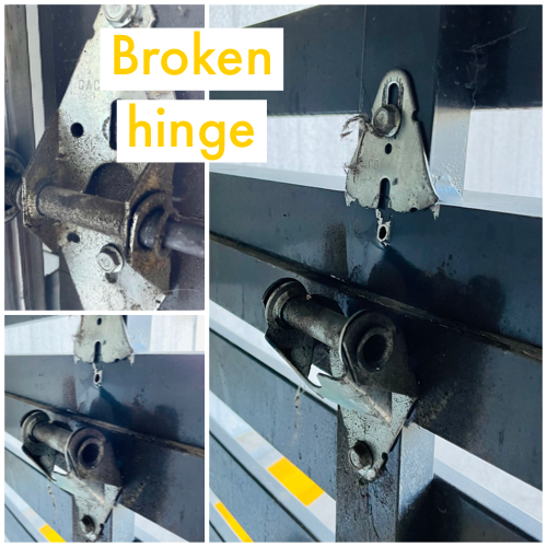 broken garage door hinge